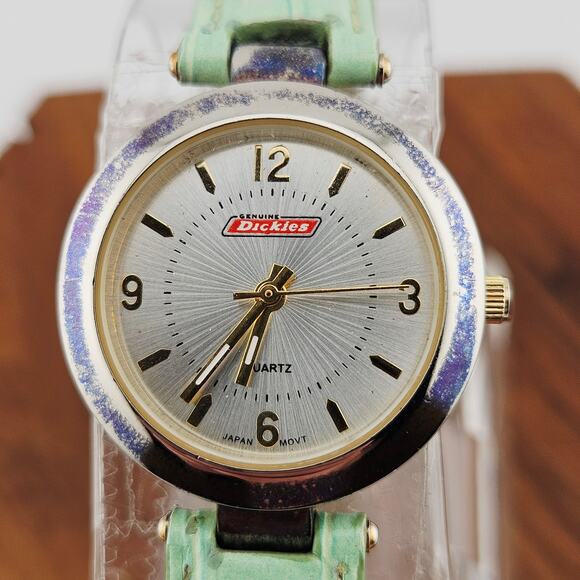 Dickies Women's Round Dial Watch Pastel Mint Green Leather Band Casual Everyday - Picture 2 of 6